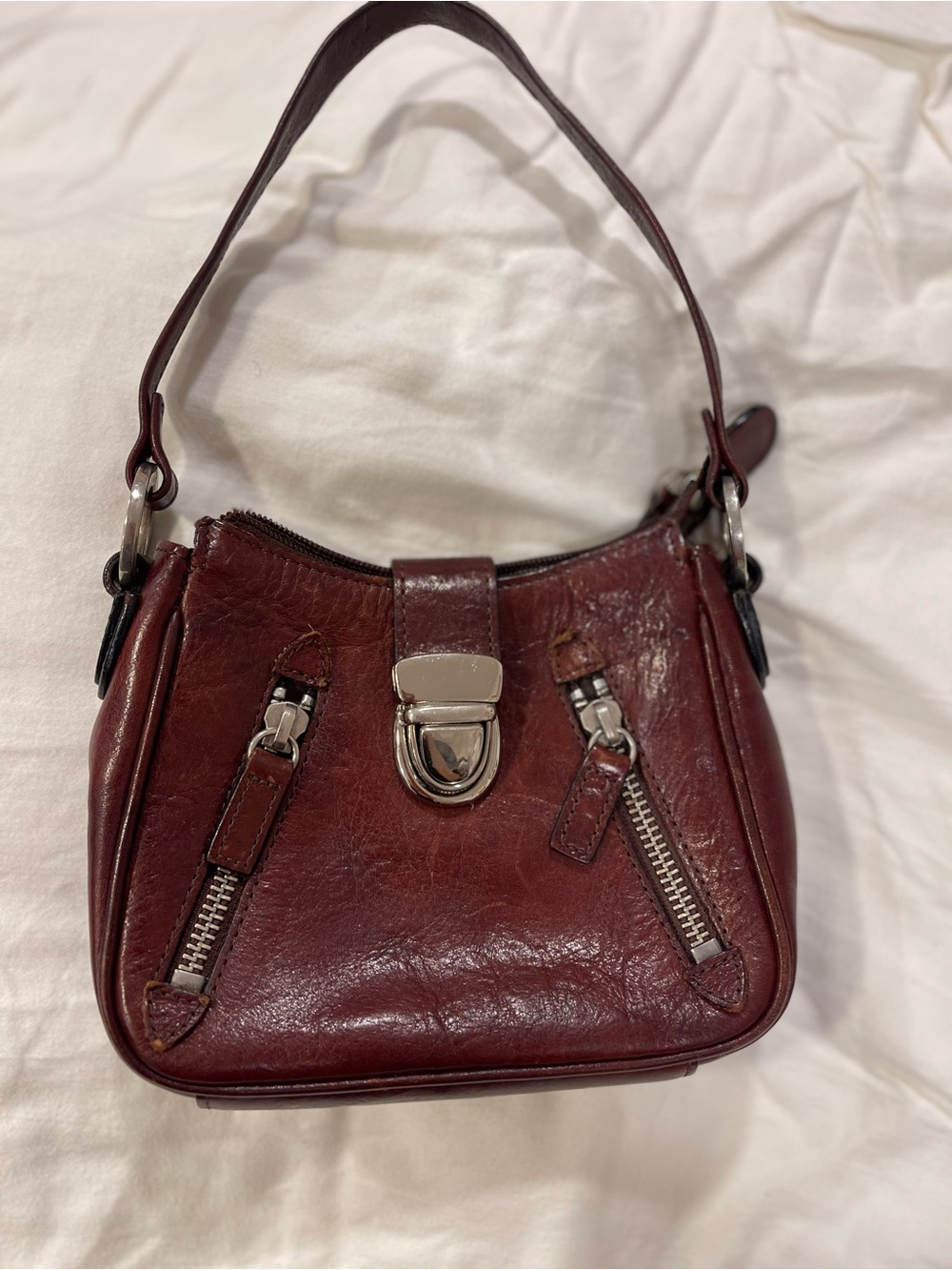 Wilson's Leather vintage small hand purse brown Italian leather